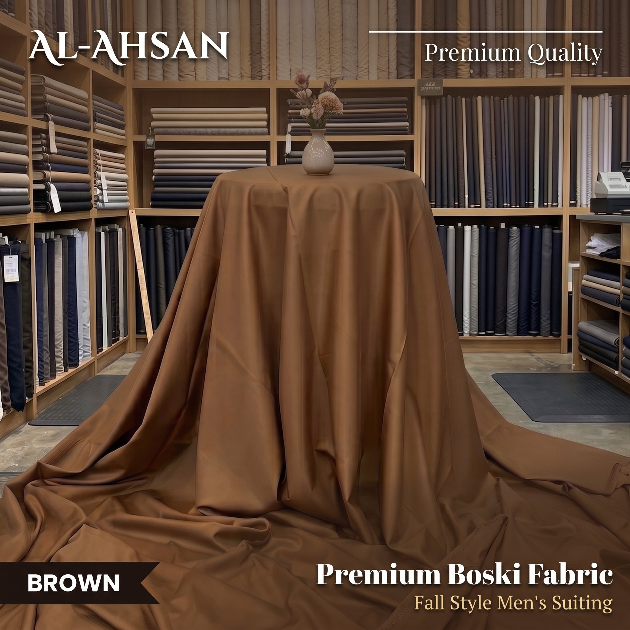 Al Ahsan Premium Boski Fabric - Brown