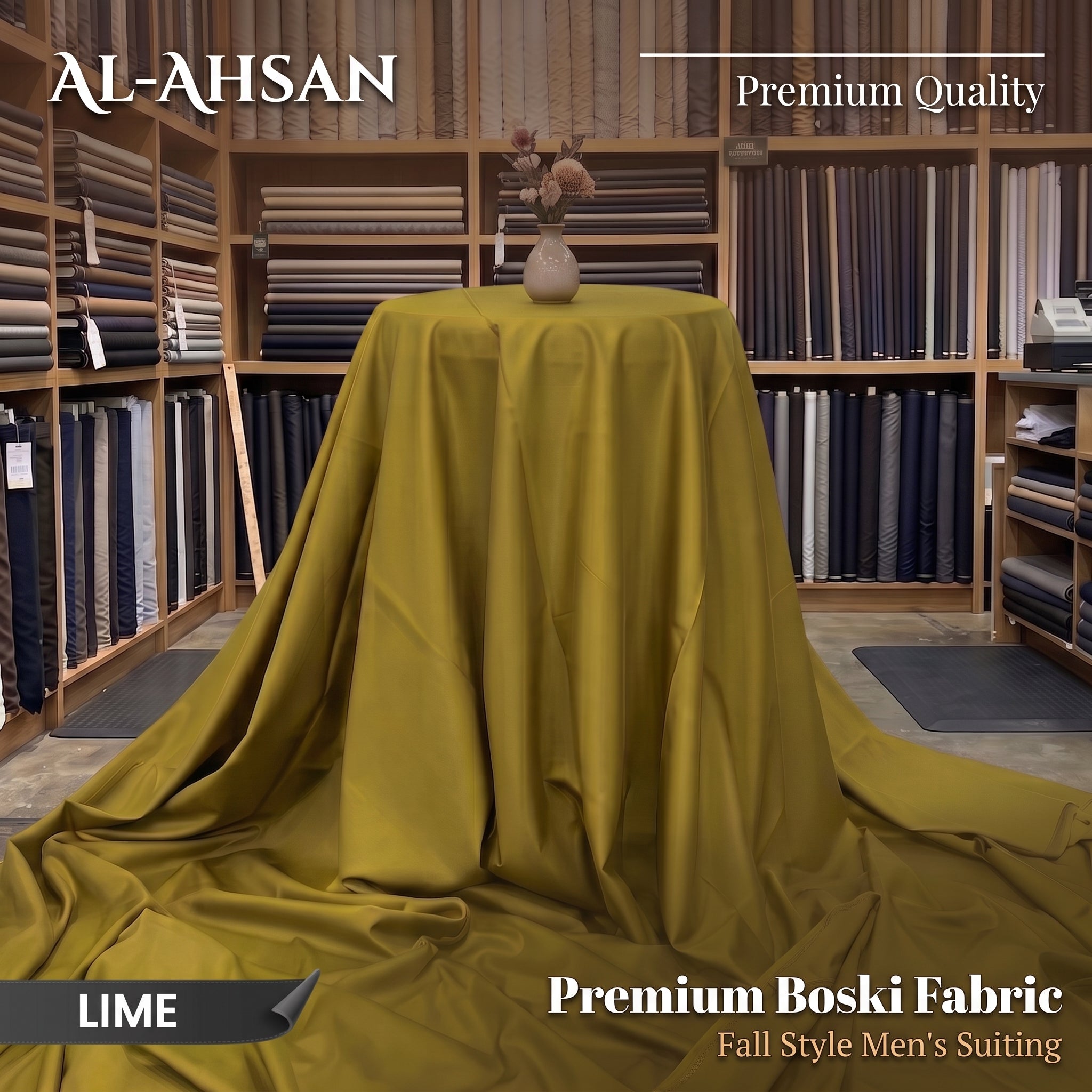 Al Ahsan Premium Boski Fabric - Lime